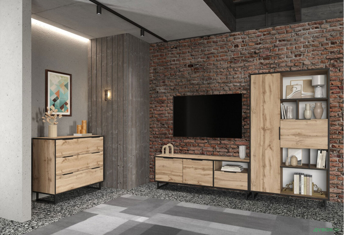 Гостиная Forte / Форте с комодом 230 см, дуб аппалачи