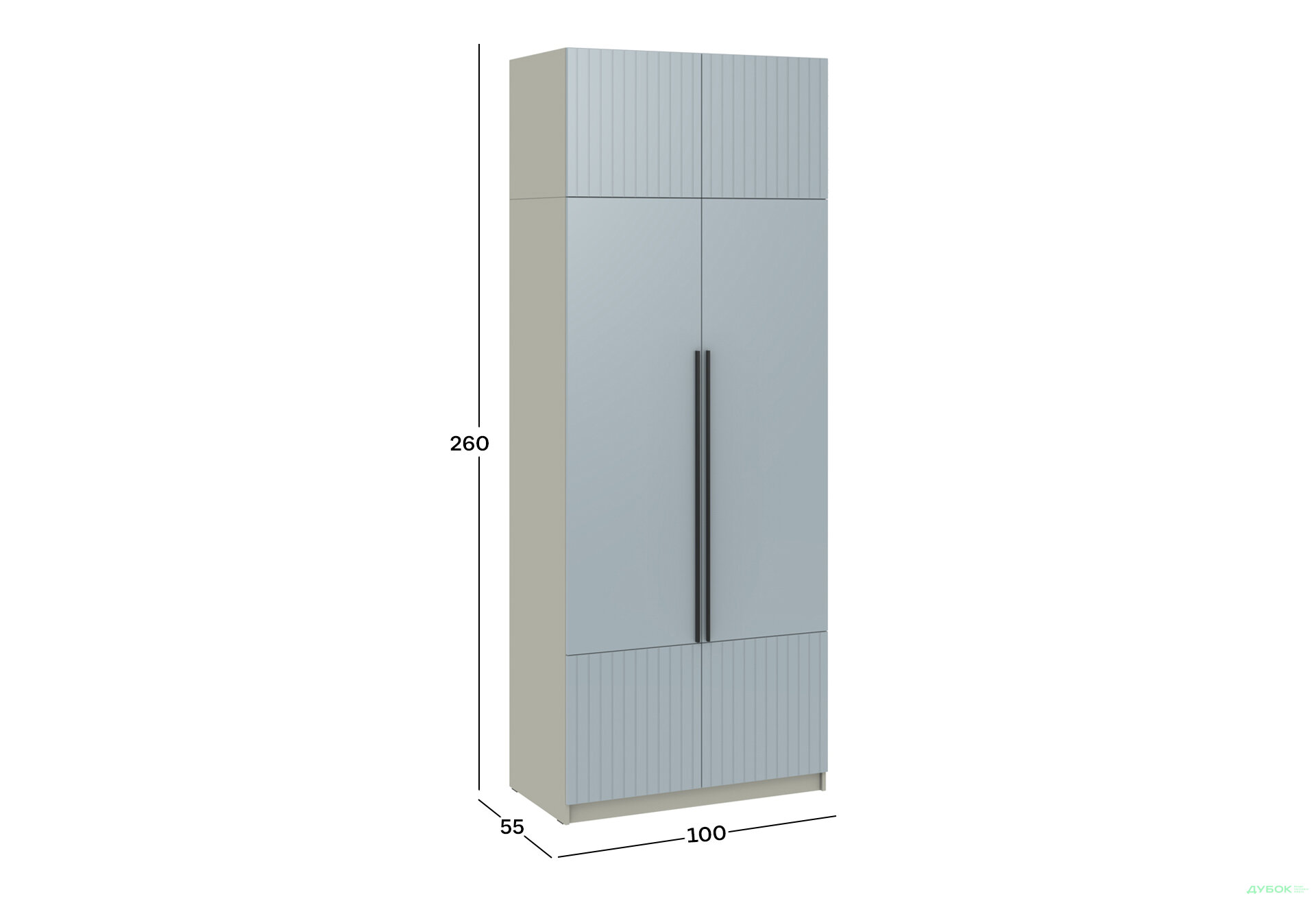 Изображение 4 - Шкаф Скай Лайн 4-дверный с антресолью 100 см серая лава / ниагара мат