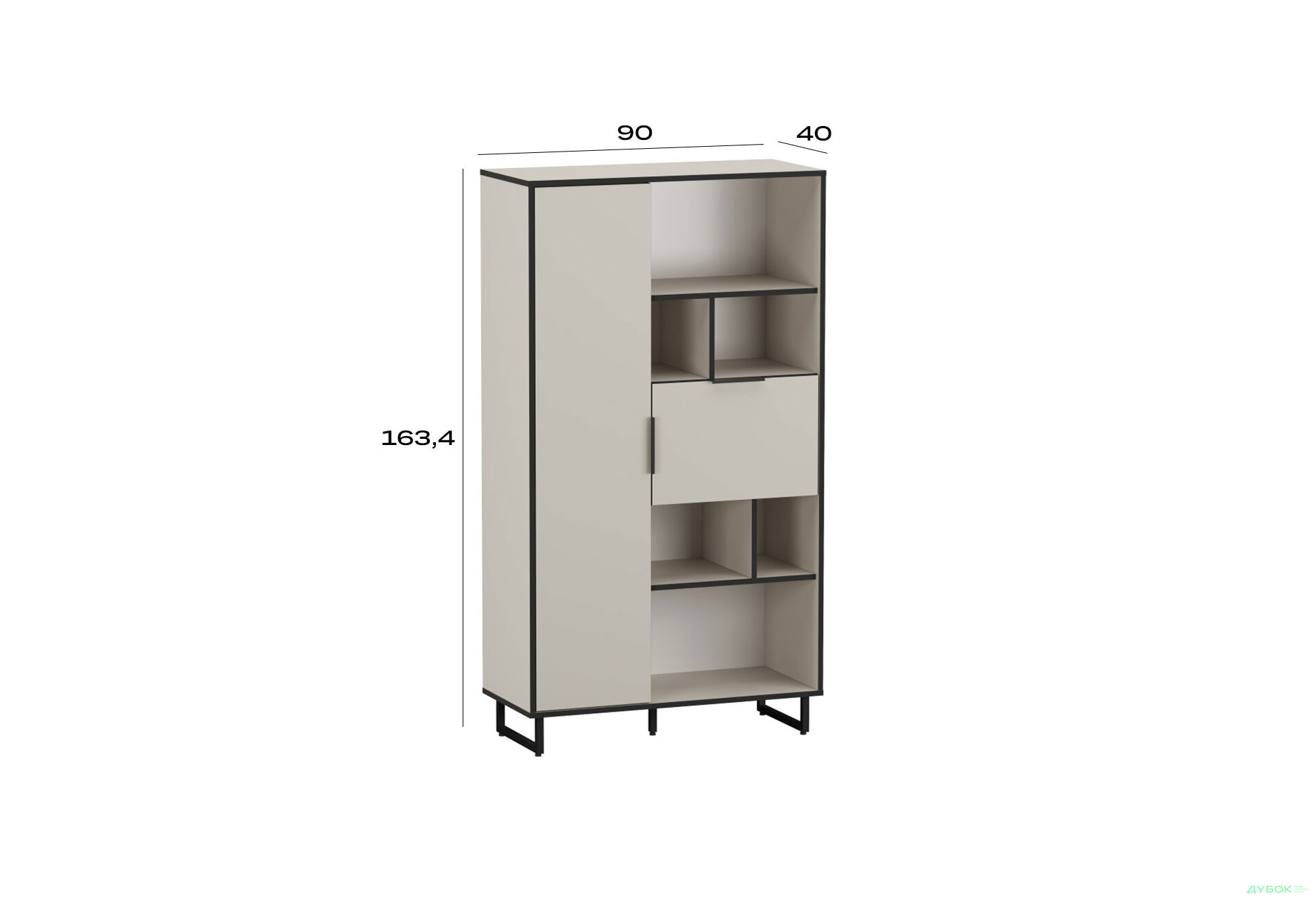 Зображення 3 - Стелаж комбі F-0006 Forte / Форте, 90 см кашемір