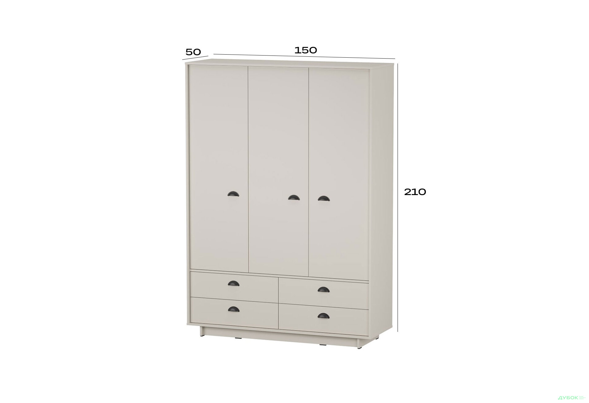 Изображение 4 - Шкаф Куба К-0006 3-дверная с 4 ящиками 150 см, кашемир
