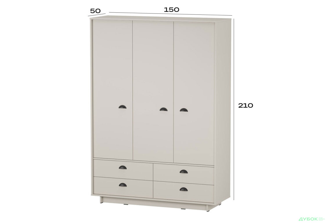 Изображение 4 - Шкаф Куба К-0006 3-дверная с 4 ящиками 150 см, кашемир