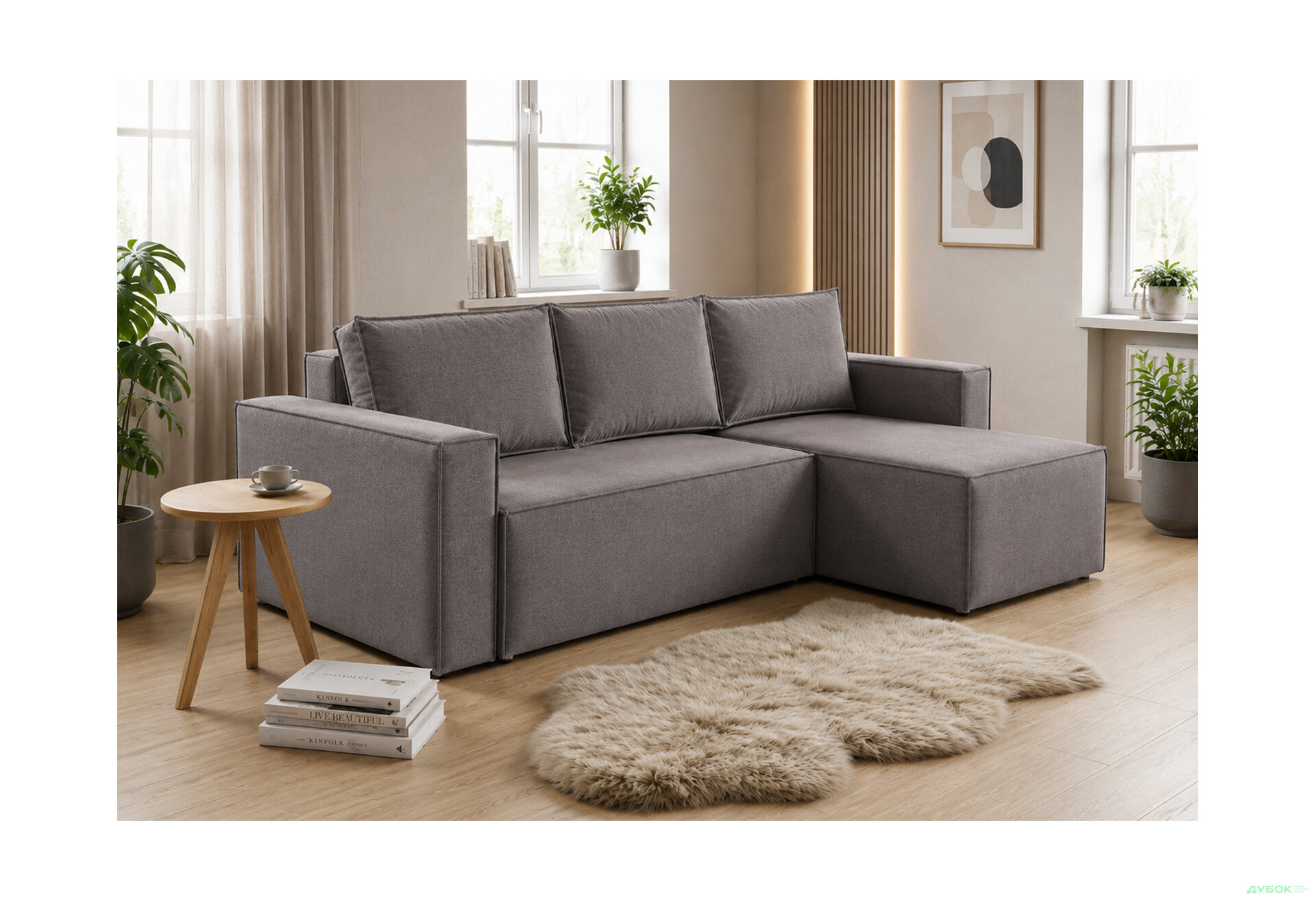 Изображение 2 - Мягкий уголок Рекам 263х160 см, серый (Allure Stone)