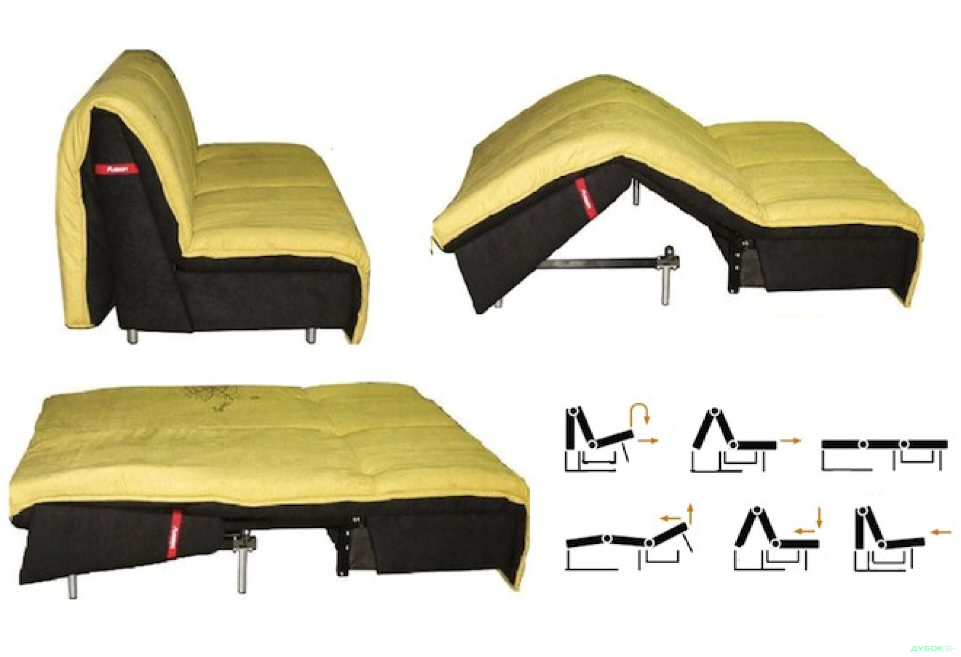 Фото 2 - Диван - ліжко Фьюжн А / Fusion A прямий 1500 (дизайн 1) Давідос