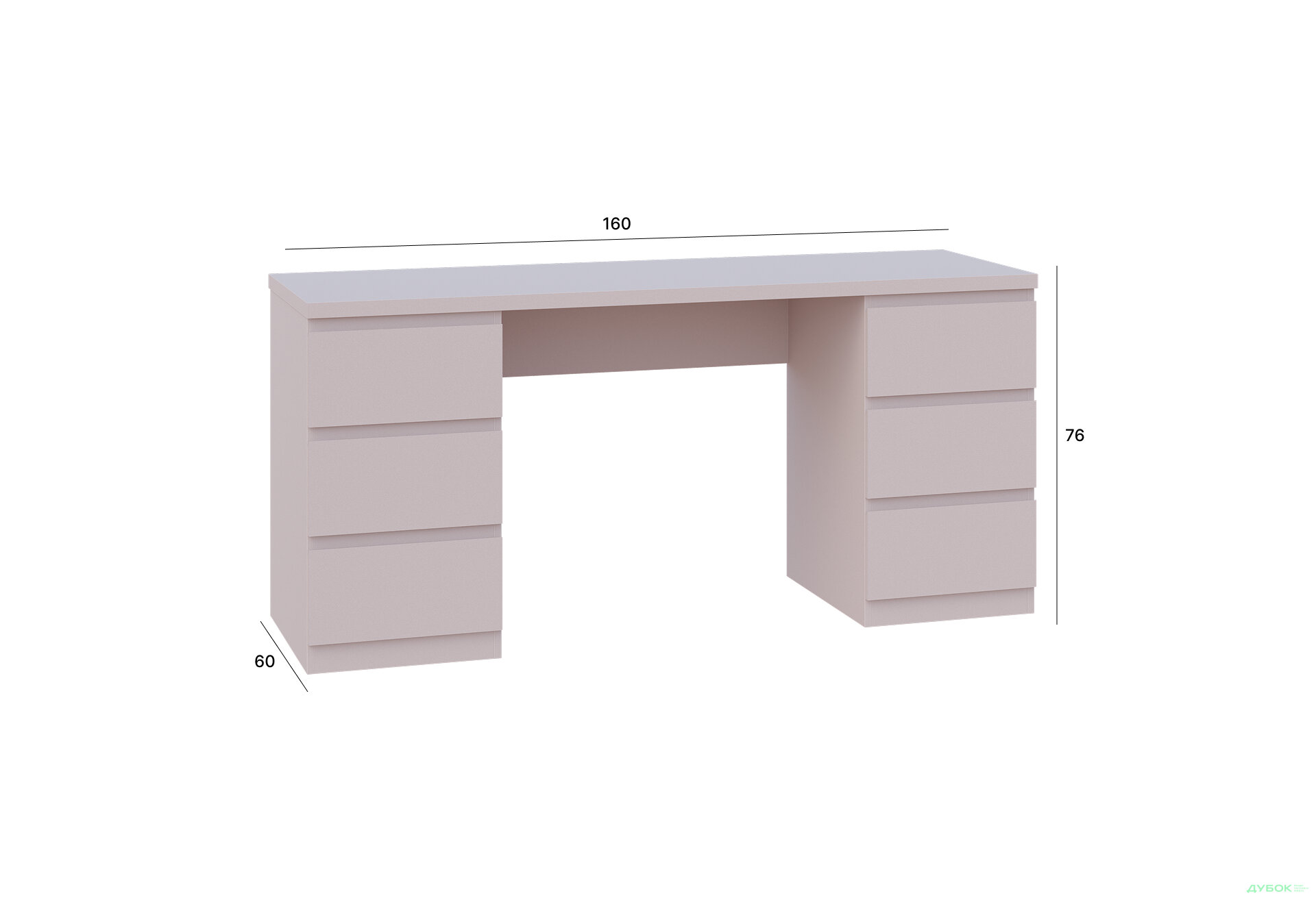 Изображение 3 - Стол письменный Мия 160x60 см с 6 ящиками, кашемир
