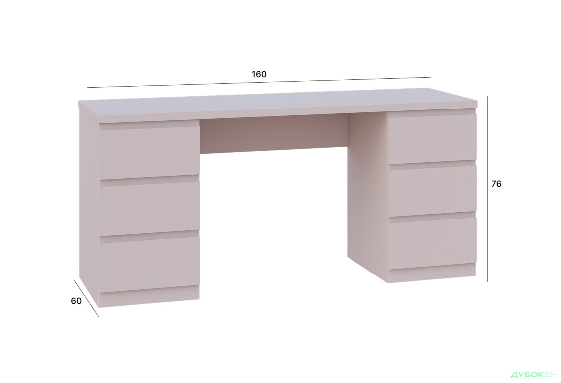 Изображение 3 - Стол письменный Мия 160x60 см с 6 ящиками, кашемир