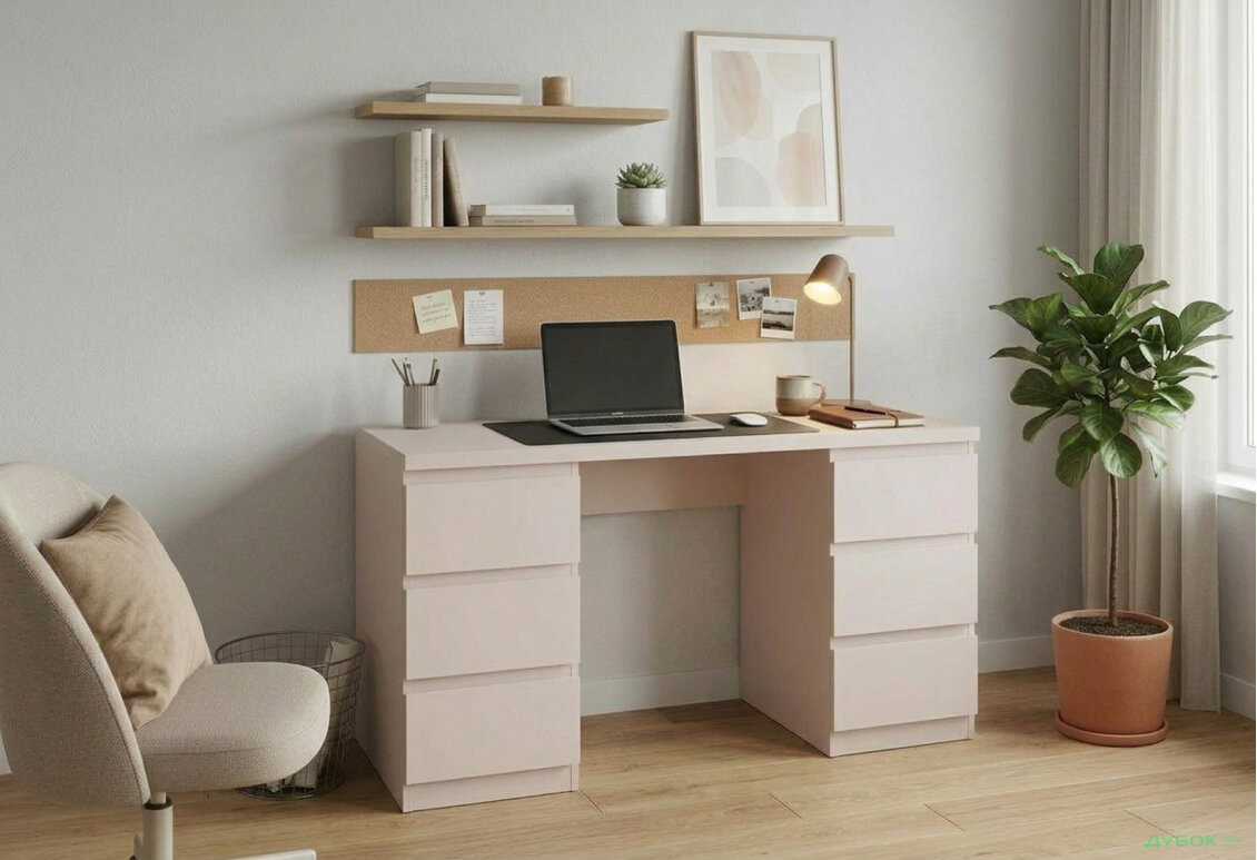 Изображение 2 - Стол письменный Мия 160x60 см с 6 ящиками, кашемир