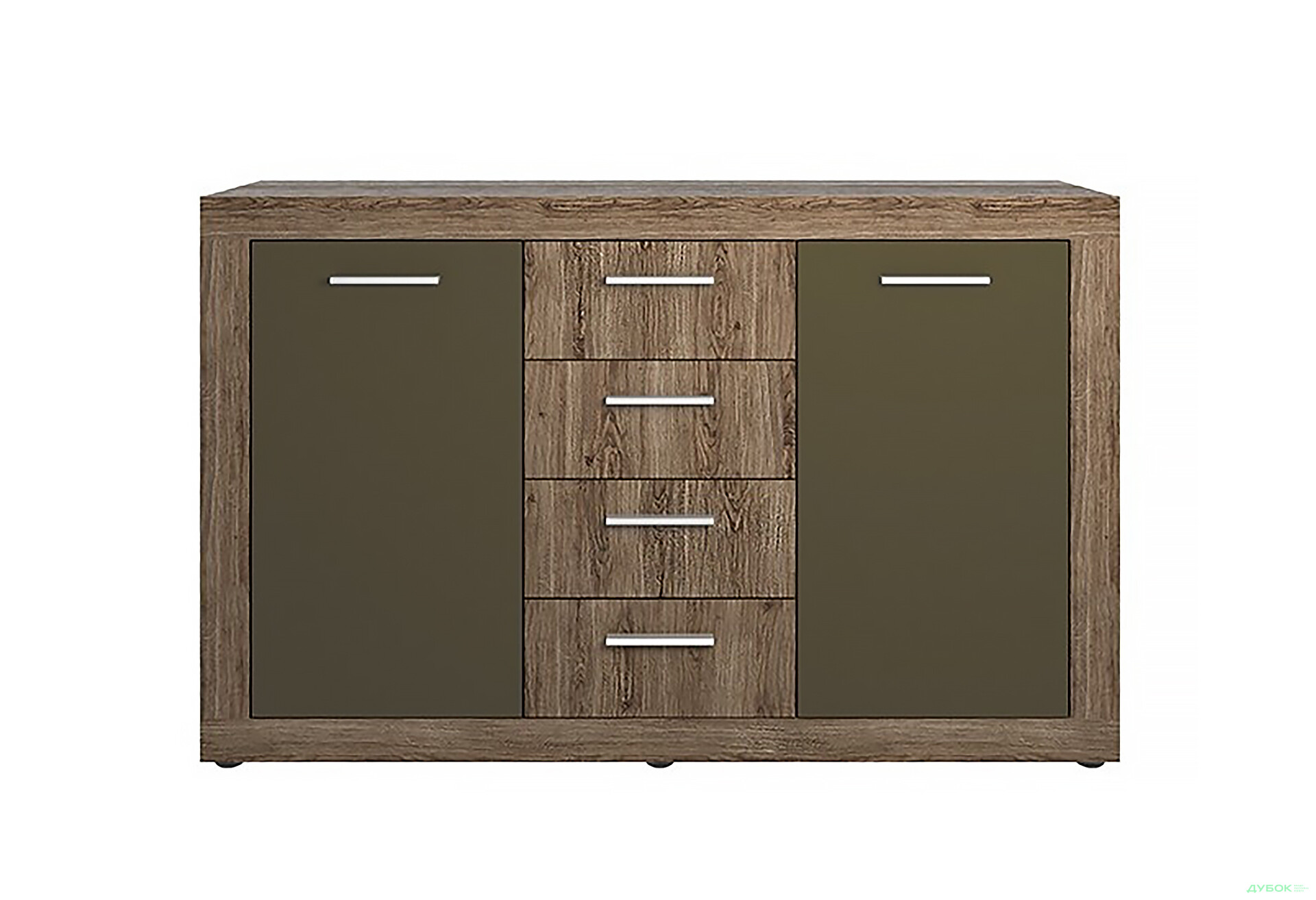 Комод VMV holding Джульєта 2-дверний з 4 шухлядами 130 см Дуб арканзас темний/Бронзовий - Зображення 1 Зображення 1 - Комод VMV holding Джульєта 2-дверний з 4 шухлядами 130 см Дуб арканзас темний/Бронзовий