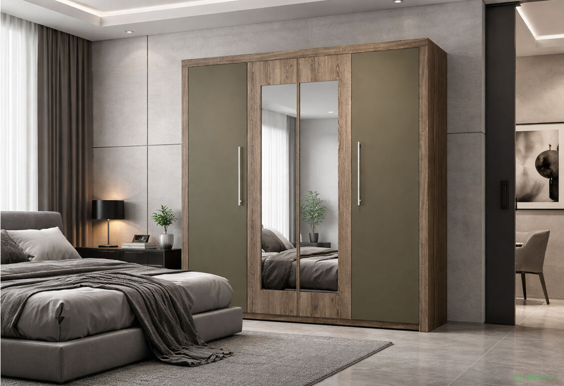 Изображение 2 - Шкаф ВМВ Холдинг Джульетта 4-дверный с зеркалом 239 см Дуб арканзас темный/Бронза