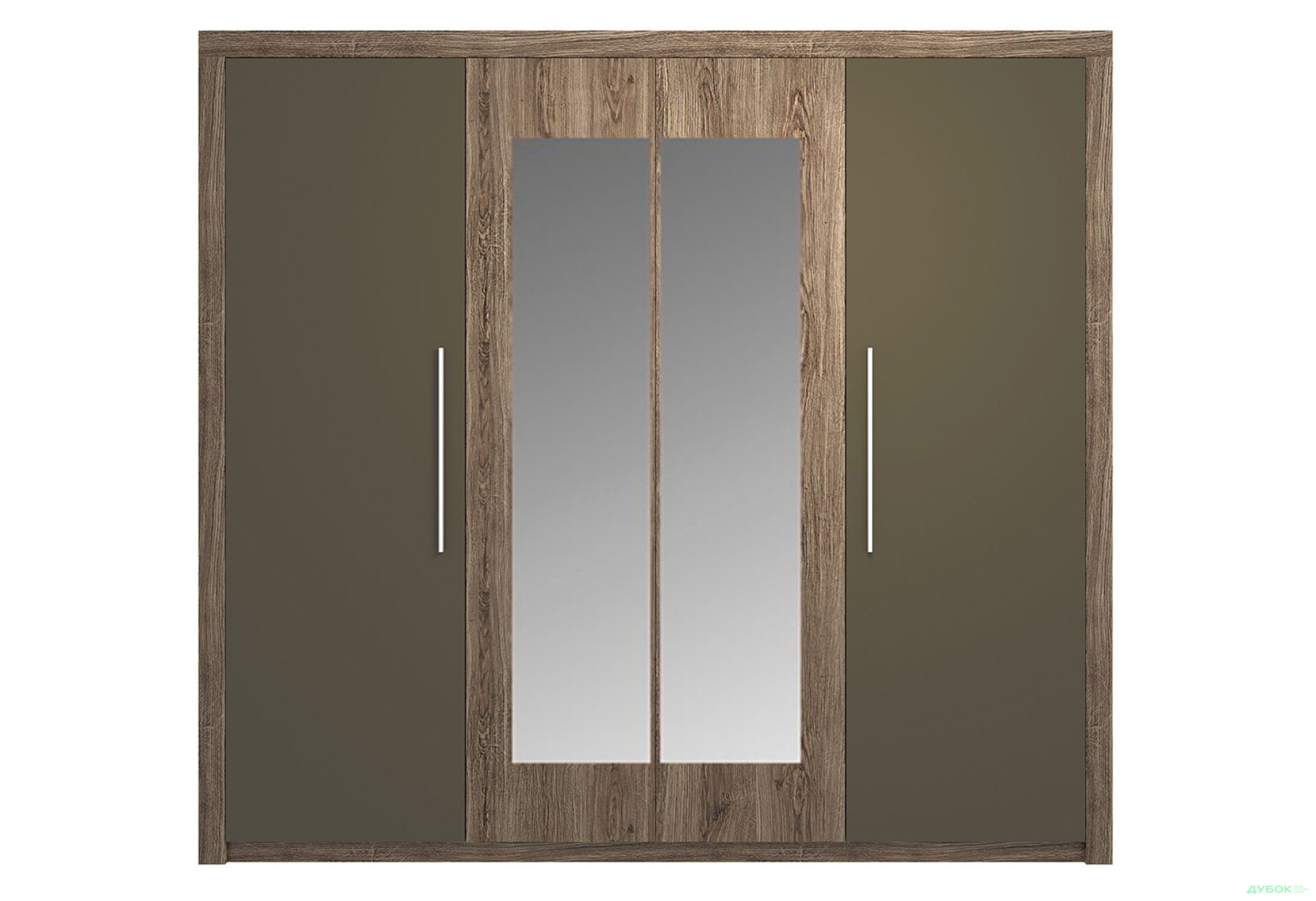 Фото 1 - Шкаф ВМВ Холдинг Джульетта 4-дверный с зеркалом 239 см Дуб арканзас темный/Бронза