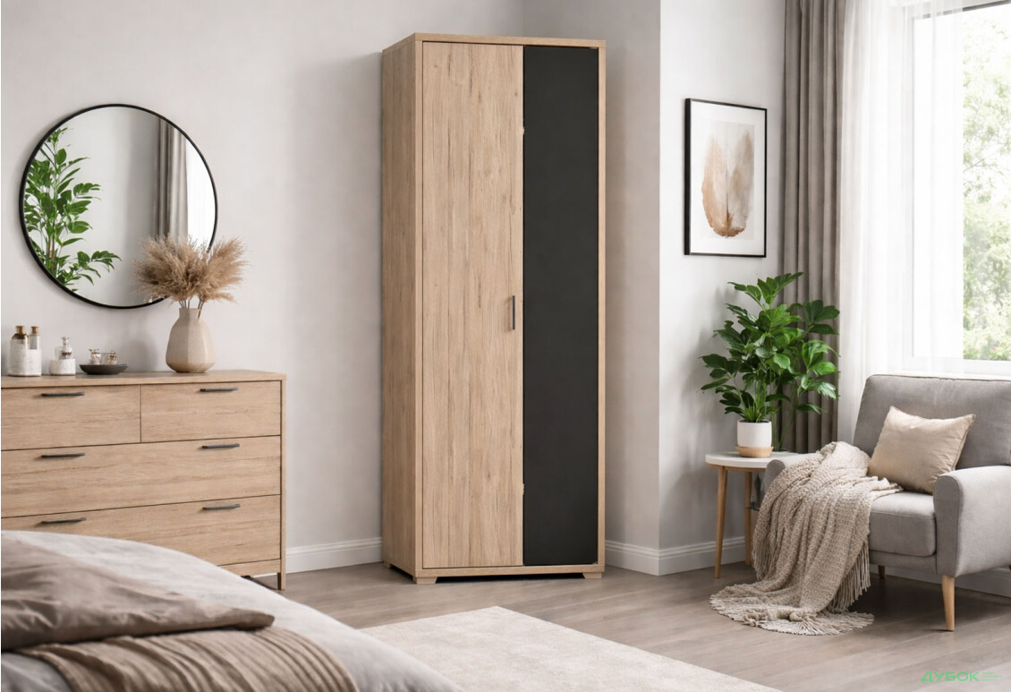 Зображення 2 - Шафа VMV holding Лора 1-дверна 66 см Дуб сонома/Чорний