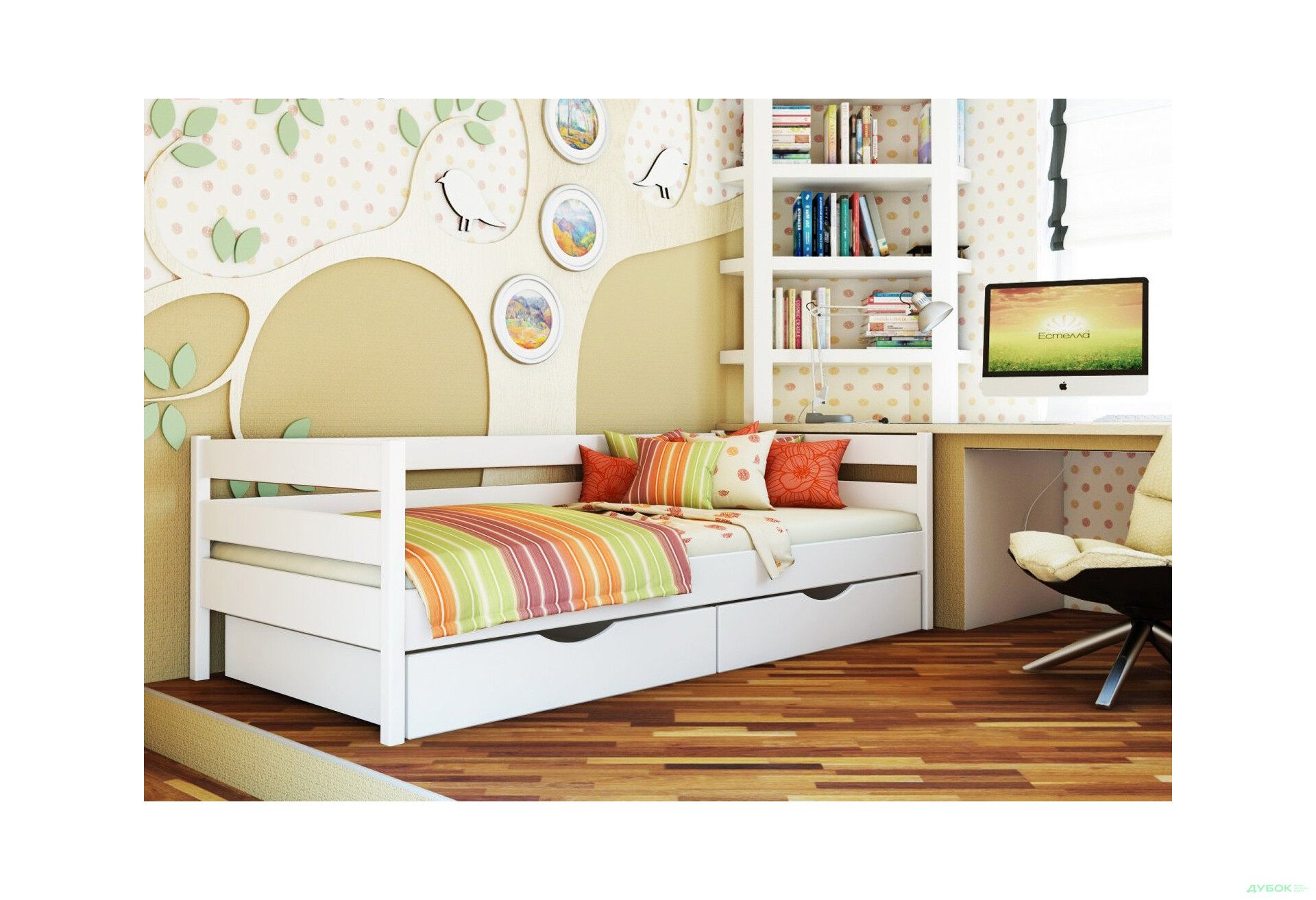 Серия Тесса кровать Нота 80х190 (массив) без ящиков Эстелла - Изображение 15 Изображение 15 - Серия Тесса кровать Нота 80х190 (массив) без ящиков Эстелла