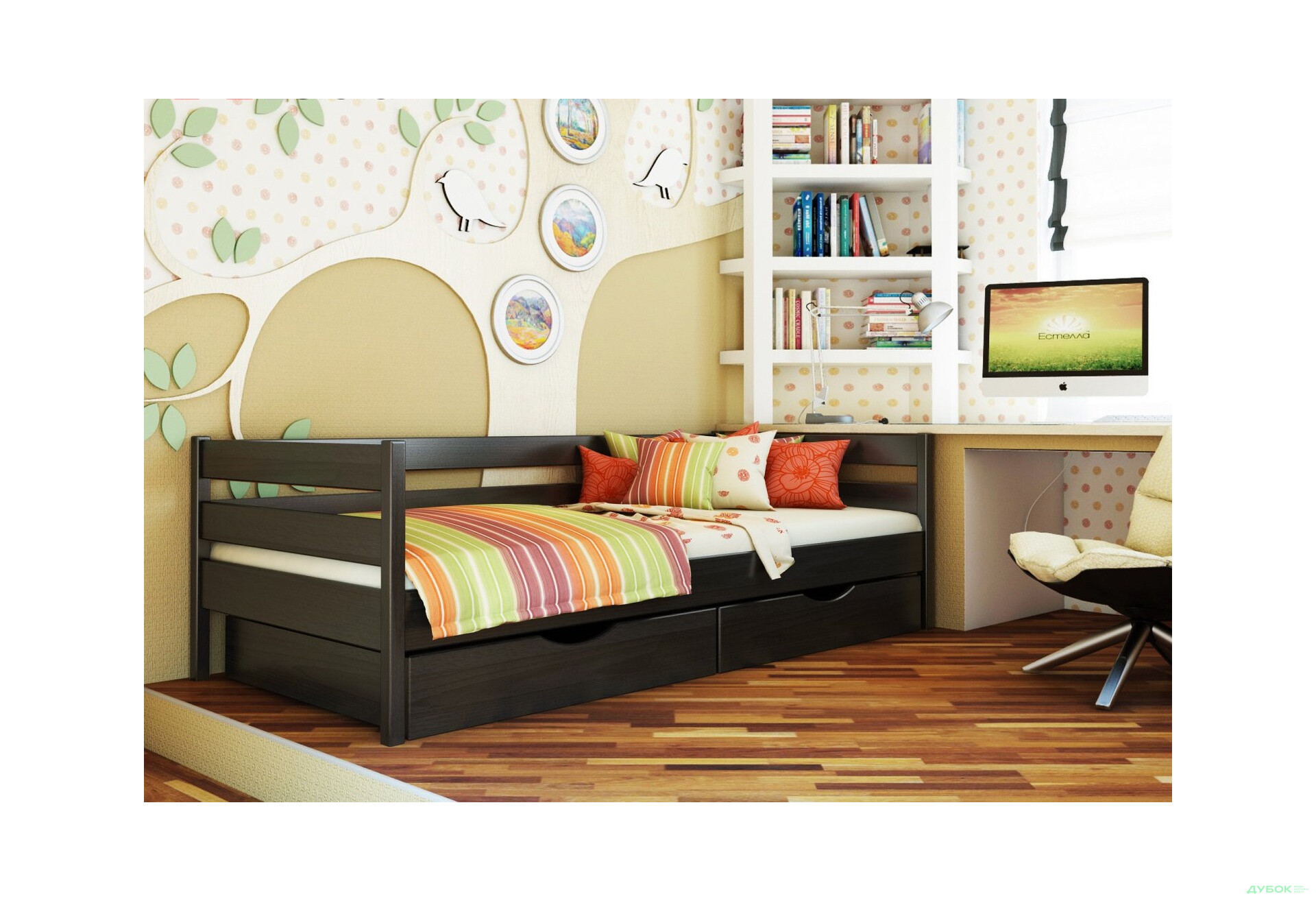 Серия Тесса кровать Нота 80х190 (массив) без ящиков Эстелла - Изображение 16 Изображение 16 - Серия Тесса кровать Нота 80х190 (массив) без ящиков Эстелла