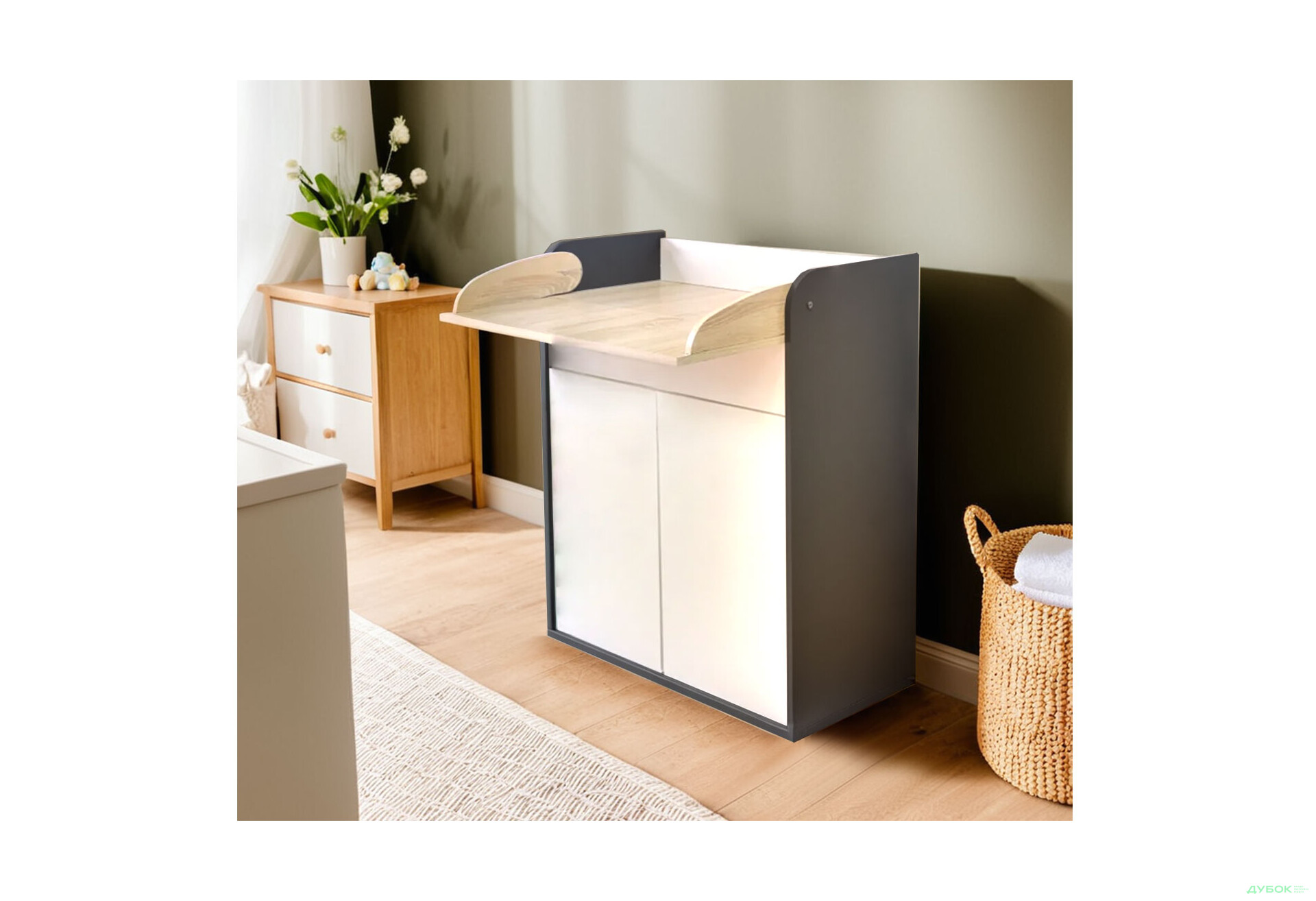 Комод VMV holding Алекс пеленальний 2-дверний з шухлядою без ручок 84 см Сіро-білий - Зображення 2 Зображення 2 - Комод VMV holding Алекс пеленальний 2-дверний з шухлядою без ручок 84 см Сіро-білий