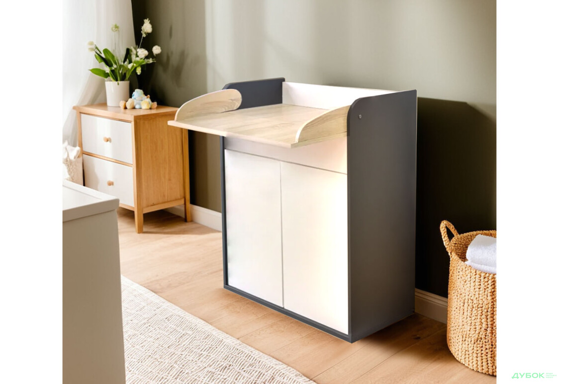 Комод VMV holding Алекс пеленальний 2-дверний з шухлядою без ручок 84 см Сіро-білий - Зображення 2 Зображення 2 - Комод VMV holding Алекс пеленальний 2-дверний з шухлядою без ручок 84 см Сіро-білий