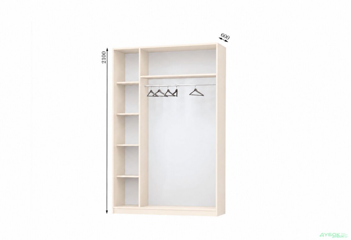 Корпус 1300х600 Шкаф-купе 2D 1300