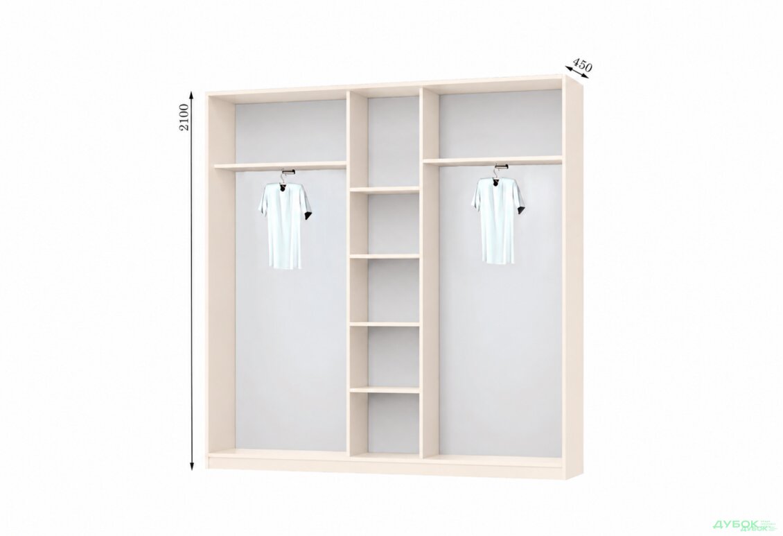 Корпус 2100х450 Шкаф-купе 3D 2100