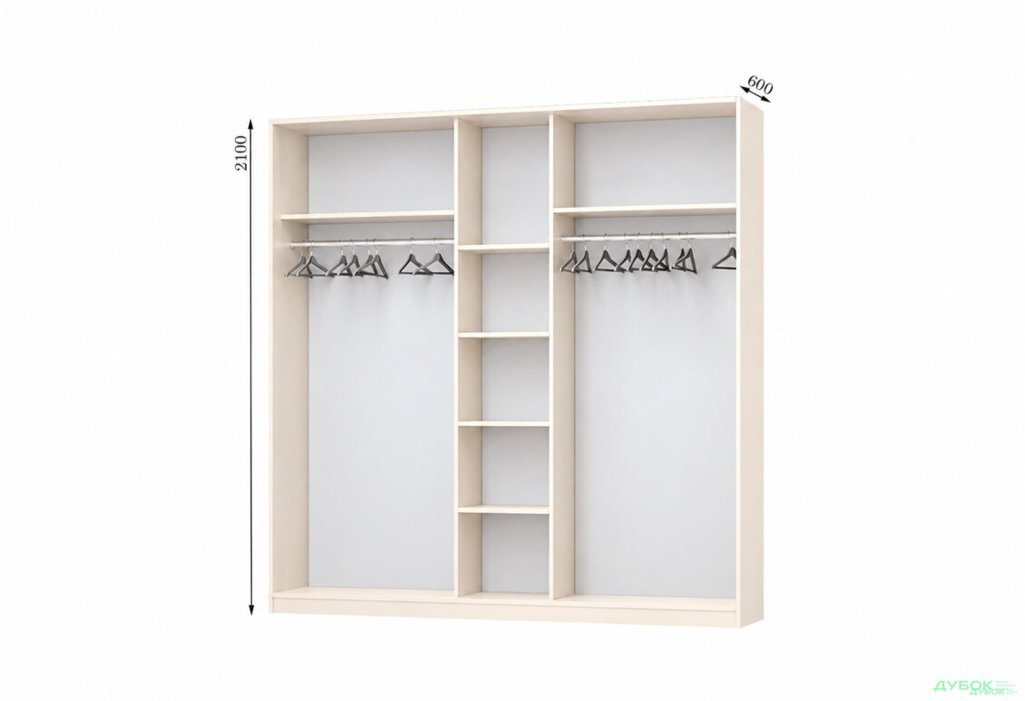 Корпус 2400х600 УНИ Шкаф-купе 3D 2400