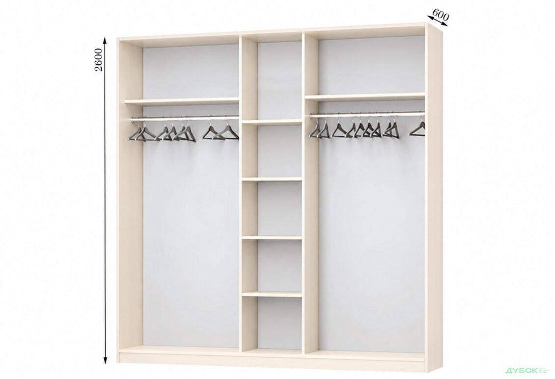 Корпус 2600х600 УНІ Шафа-купе 3D 2600