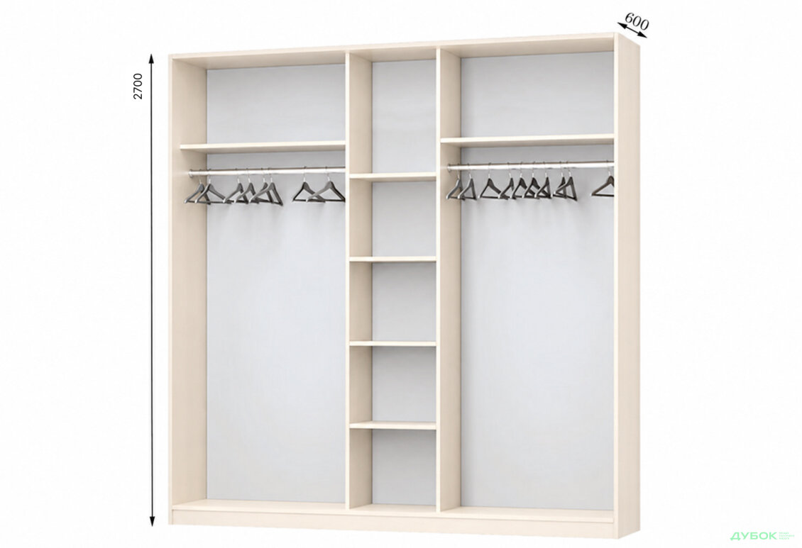 Корпус 2700х600 УНИ Шкаф-купе 3D 2700