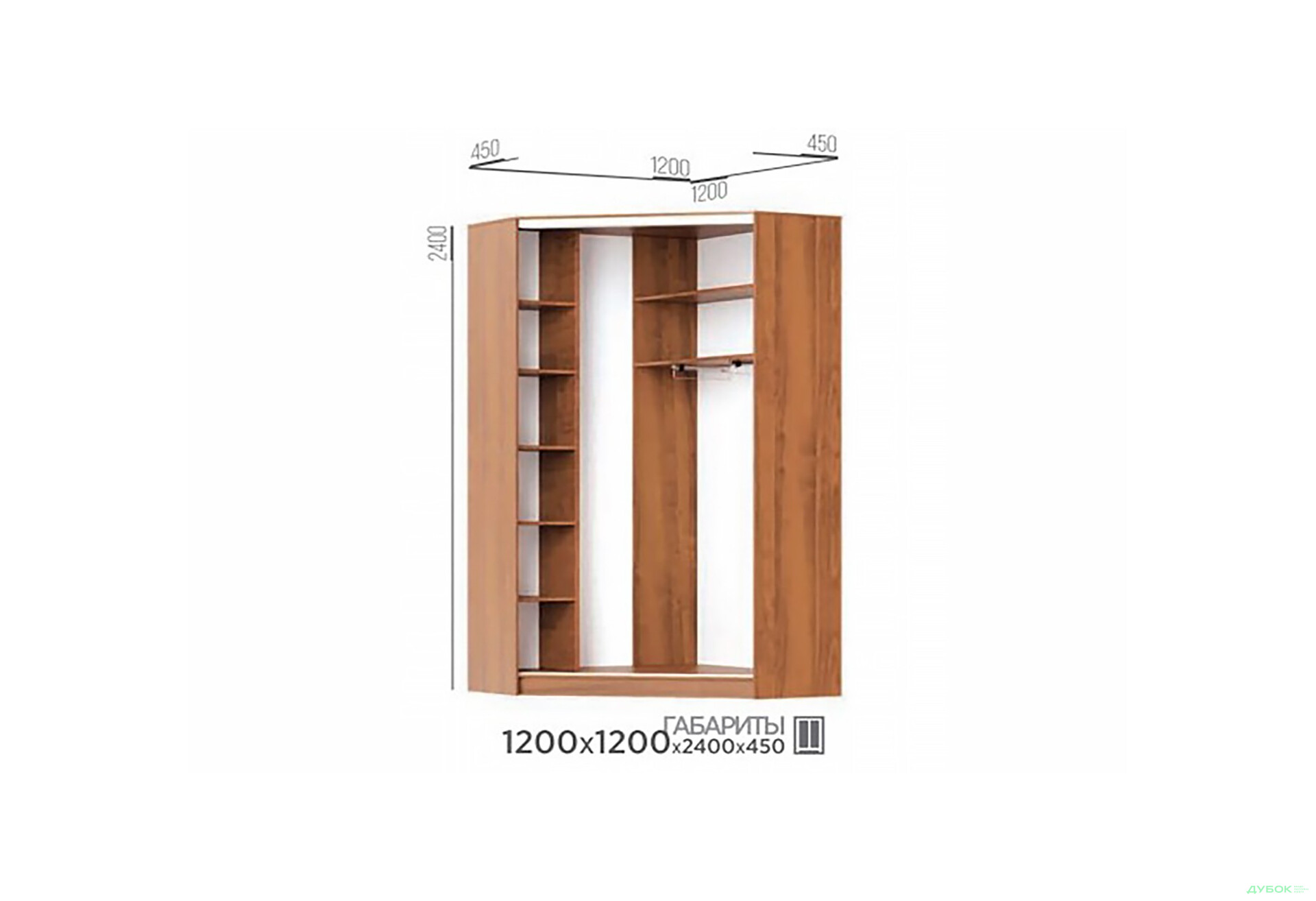Зображення 4 - Шафа-купе 2D кутова 1200 MebelStar
