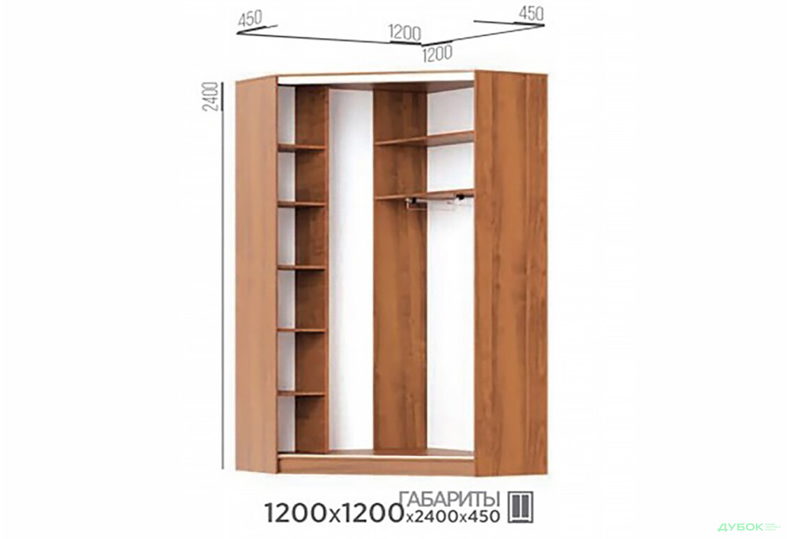 Зображення 4 - Шафа-купе 2D кутова 1200 MebelStar