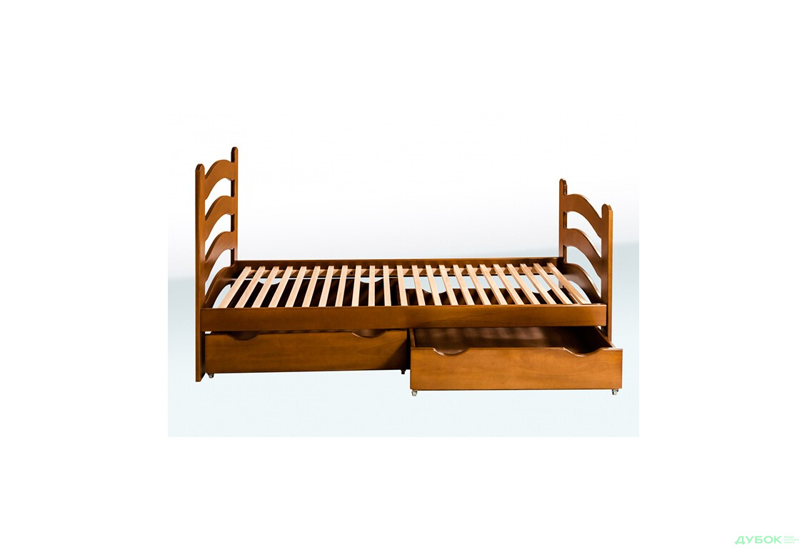 Фото 2 - Кровать с фигурными перилами и шухлядами 1А44 (бук) Гойдалка