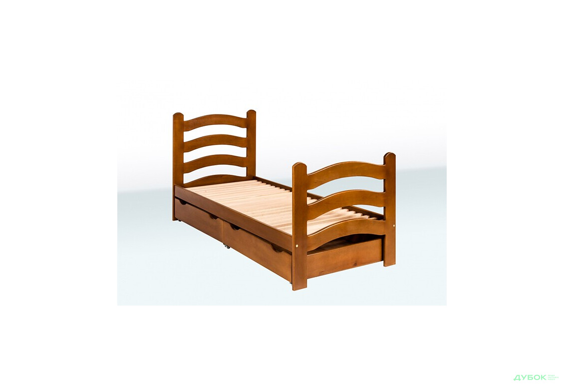 Кровать с фигурными перилами и шухлядами 1А44 (бук) Гойдалка