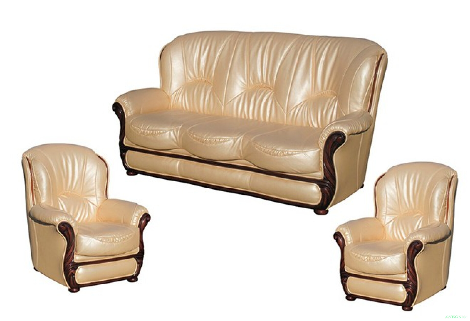 Фото 1 - Диван Плай Комплект: диван + 2 кресла Кожа Виком