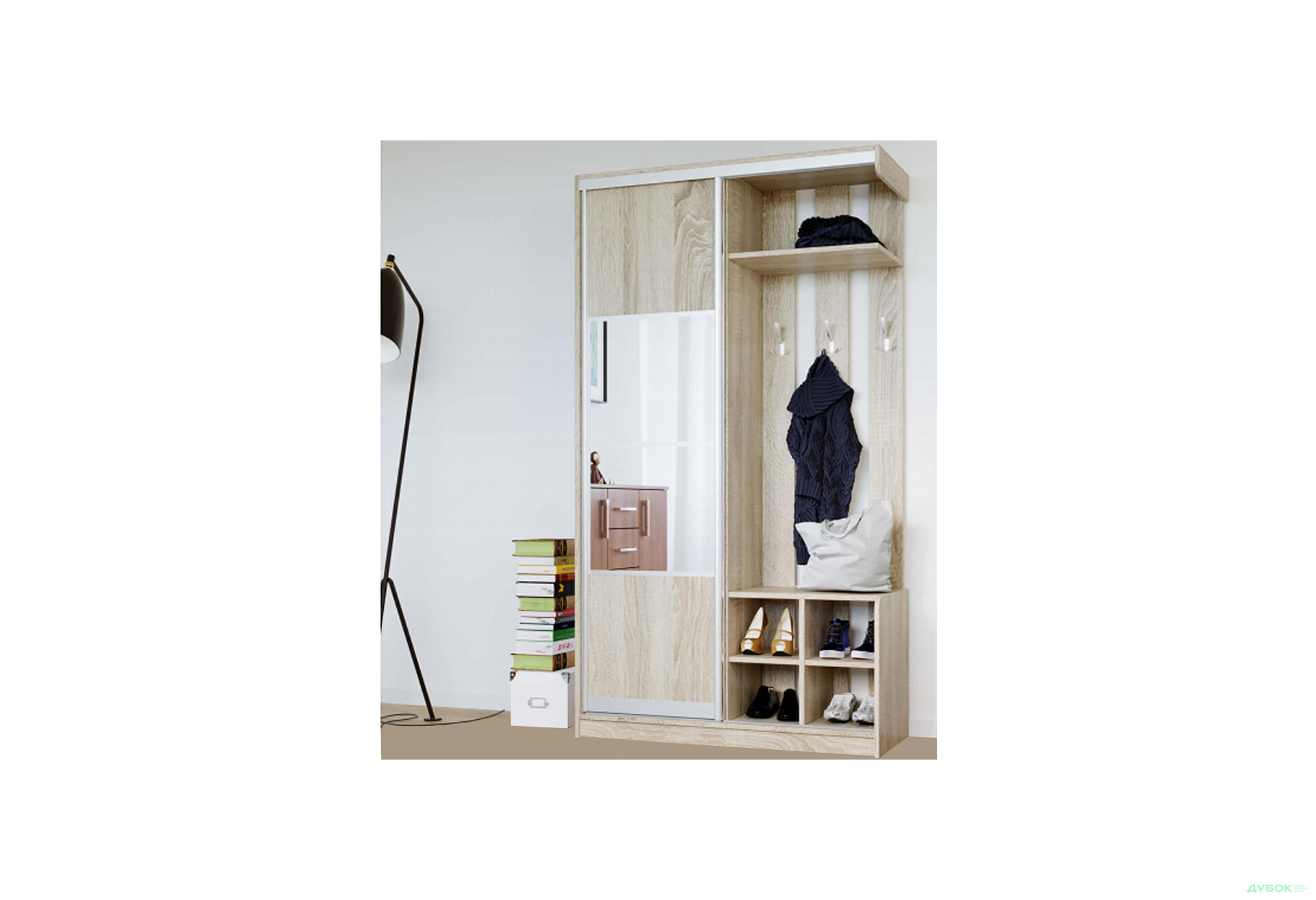 Передпокій Лінда 1.2 Комбі ДСП з дзеркалом MebelStar - Зображення 2 Зображення 2 - Передпокій Лінда 1.2 Комбі ДСП з дзеркалом MebelStar