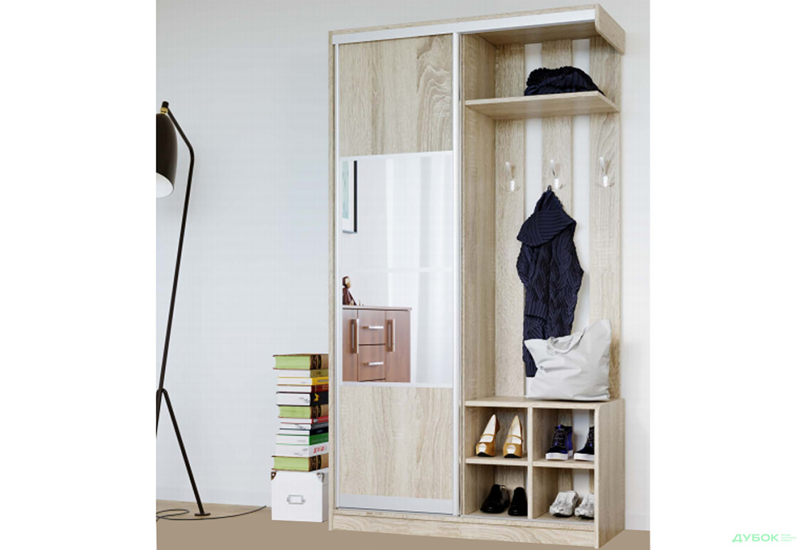 Передпокій Лінда 1.2 Комбі ДСП з дзеркалом MebelStar - Зображення 2 Зображення 2 - Передпокій Лінда 1.2 Комбі ДСП з дзеркалом MebelStar