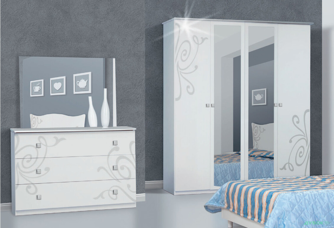Фото 4 - Спальня Феліція нова Комплект 4DZ (шафа із дзеркалами) Світ Меблів