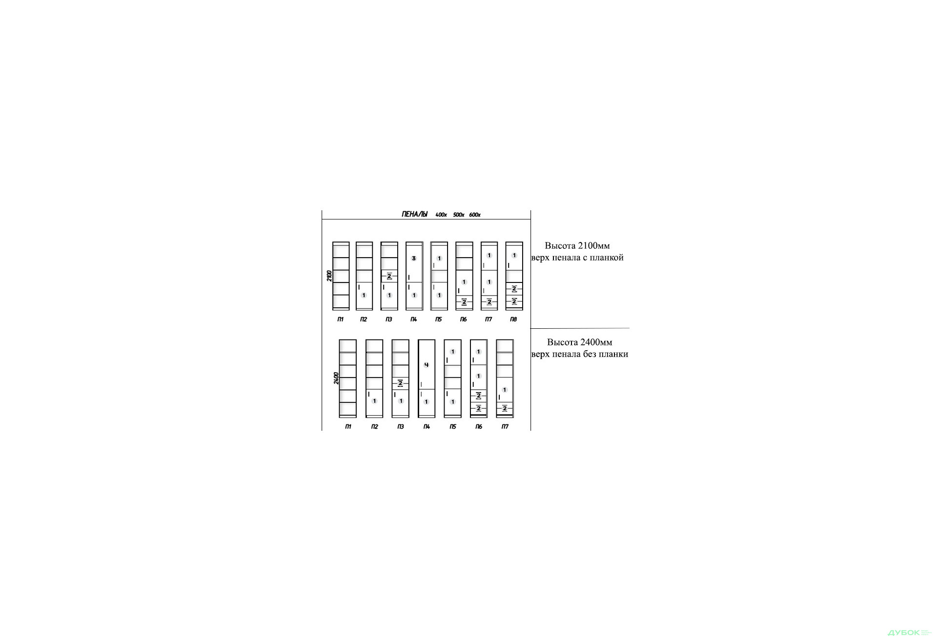 Зображення 3 - П4 210х50х45 Пенал Мебель Стар MebelStar