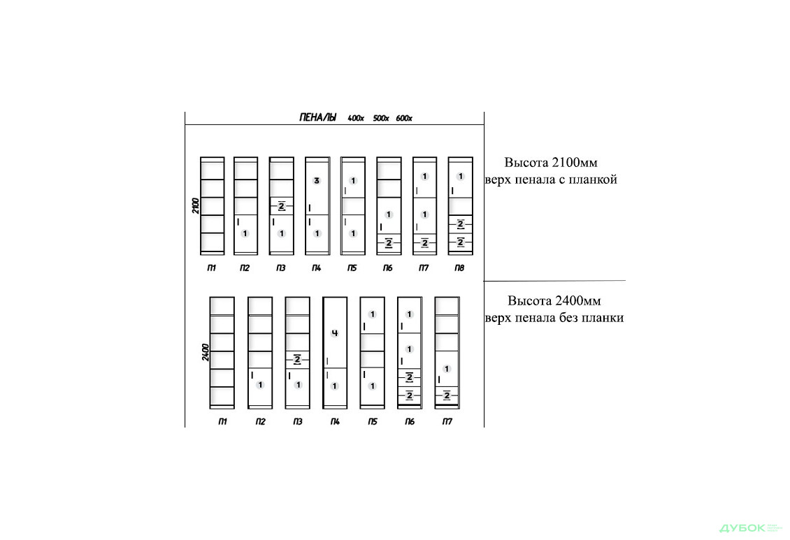 Фото 3 - П4 210х50х45 Пенал Мебель Стар MebelStar