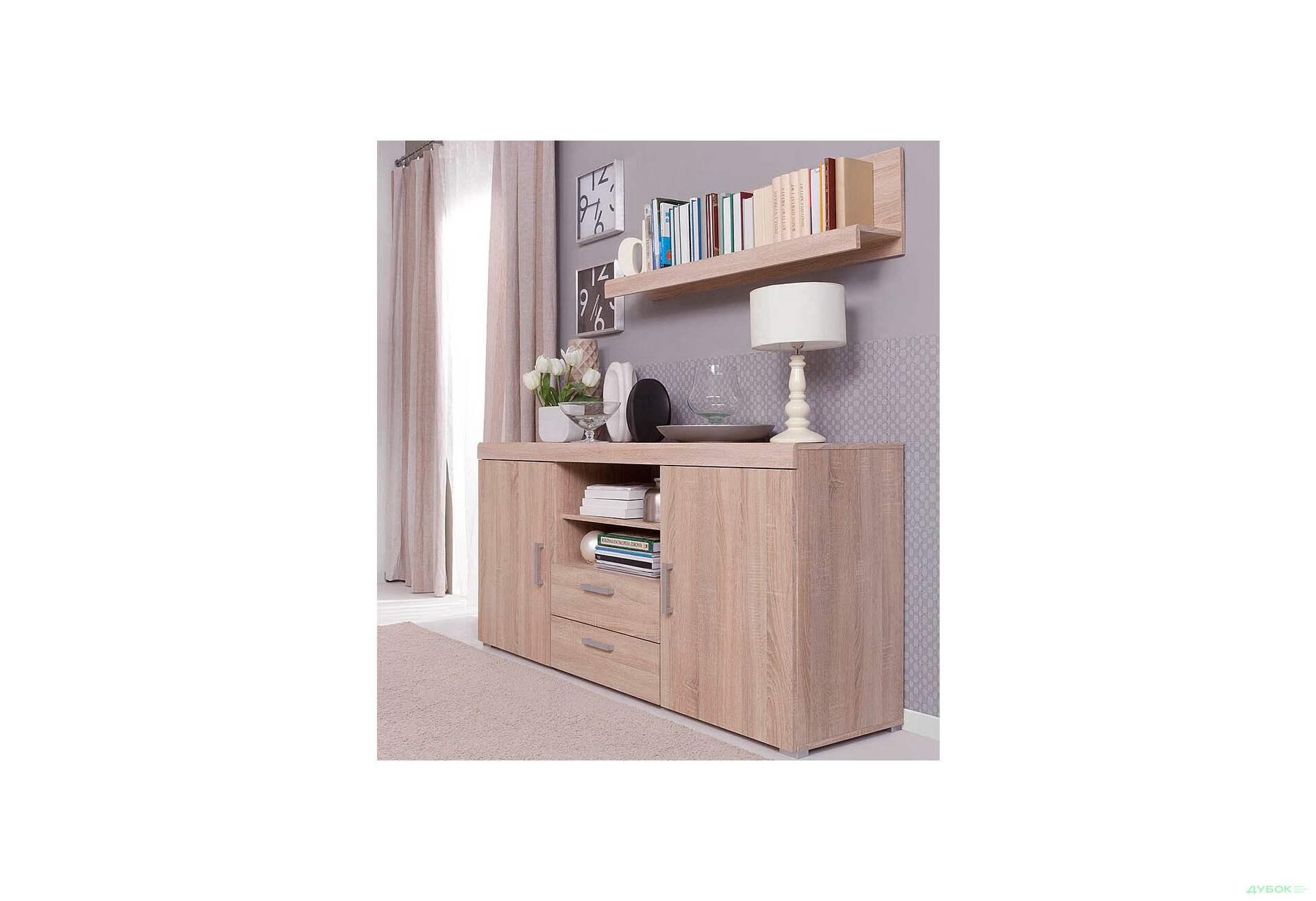 Комод VMV holding Даміс 2-дверний з 2 шухлядами 164 см Дуб сонома - Зображення 2 Зображення 2 - Комод VMV holding Даміс 2-дверний з 2 шухлядами 164 см Дуб сонома