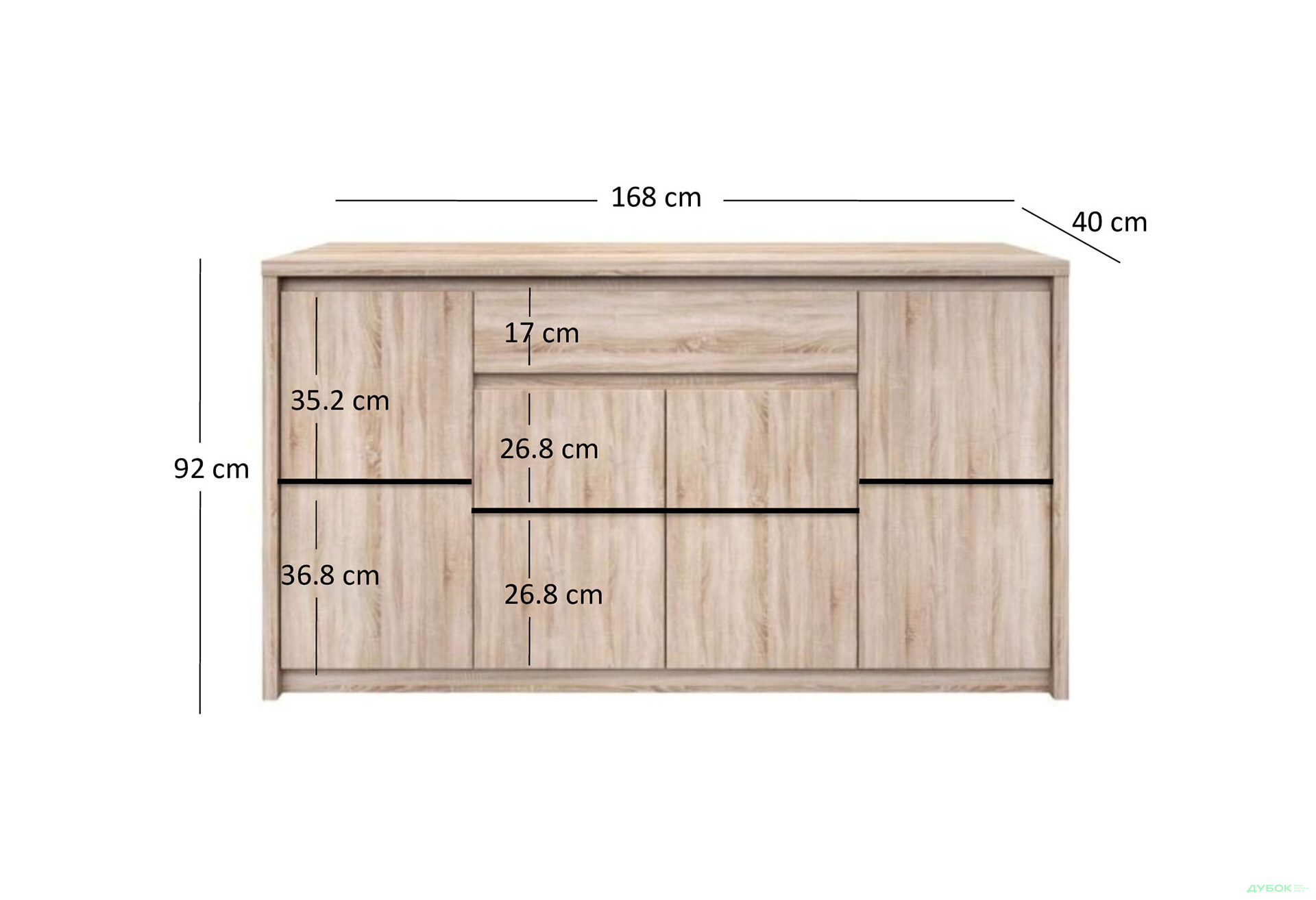 Комод VMV holding Нортон 4-дверний з шухлядою 168 см Дуб сонома - Зображення 8 Зображення 8 - Комод VMV holding Нортон 4-дверний з шухлядою 168 см Дуб сонома