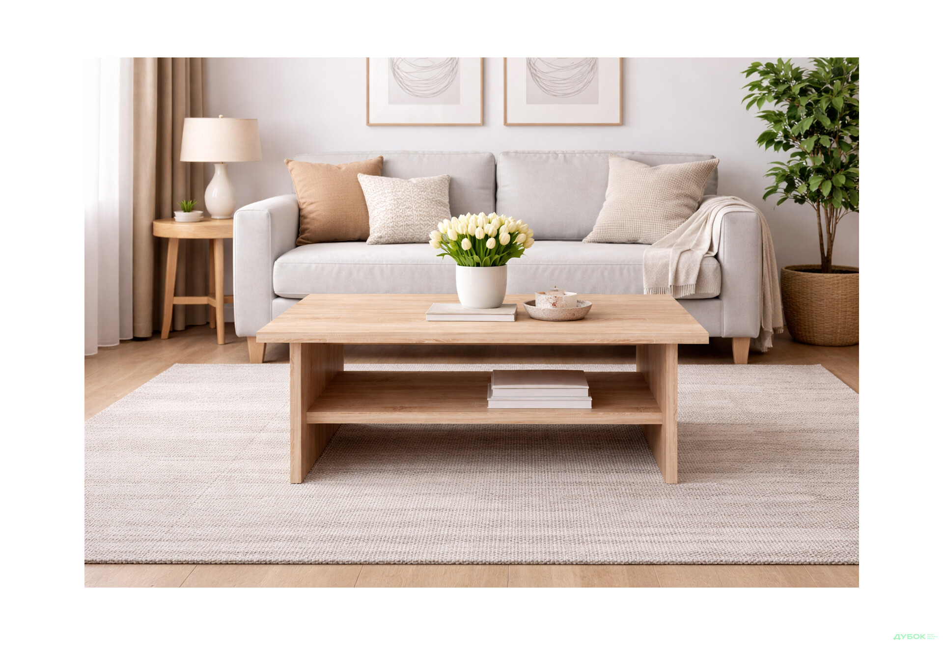 Зображення 3 - Стіл журнальний VMV holding Нортон 120x60 см з полицею, дуб сонома