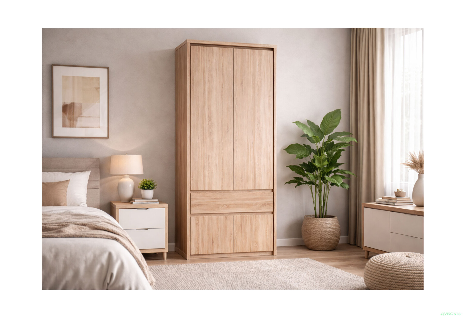 Изображение 2 - Шкаф ВМВ Холдинг Нортон 4-дверный с ящиком 88 см Дуб сонома