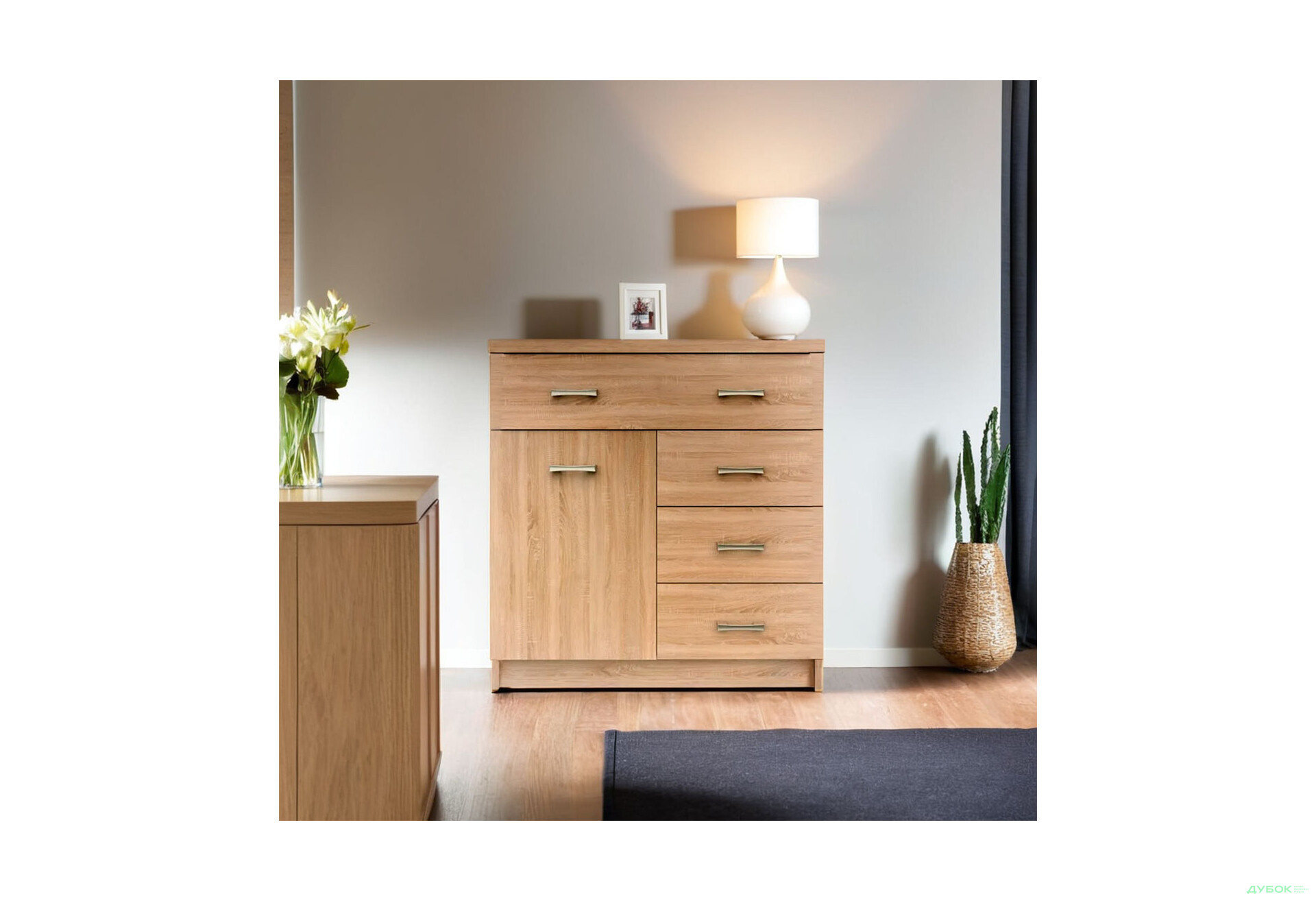 Комод VMV holding Топ-мікс 1-дверний з 4 шухлядами 80 см Дуб сонома - Зображення 3 Зображення 3 - Комод VMV holding Топ-мікс 1-дверний з 4 шухлядами 80 см Дуб сонома