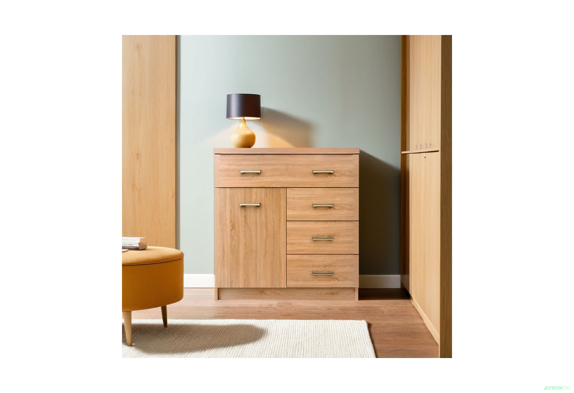 Комод VMV holding Топ-мікс 1-дверний з 4 шухлядами 80 см Дуб сонома - Зображення 2 Зображення 2 - Комод VMV holding Топ-мікс 1-дверний з 4 шухлядами 80 см Дуб сонома