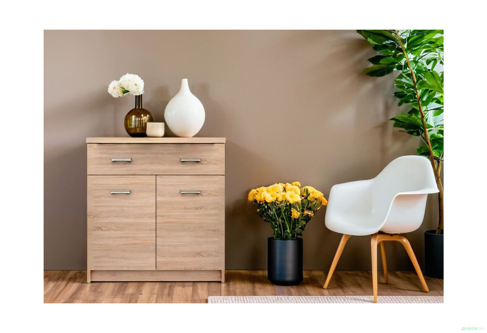 Комод VMV holding Топ-мікс 2-дверний з шухлядою 80 см Дуб сонома - Зображення 2 Зображення 2 - Комод VMV holding Топ-мікс 2-дверний з шухлядою 80 см Дуб сонома