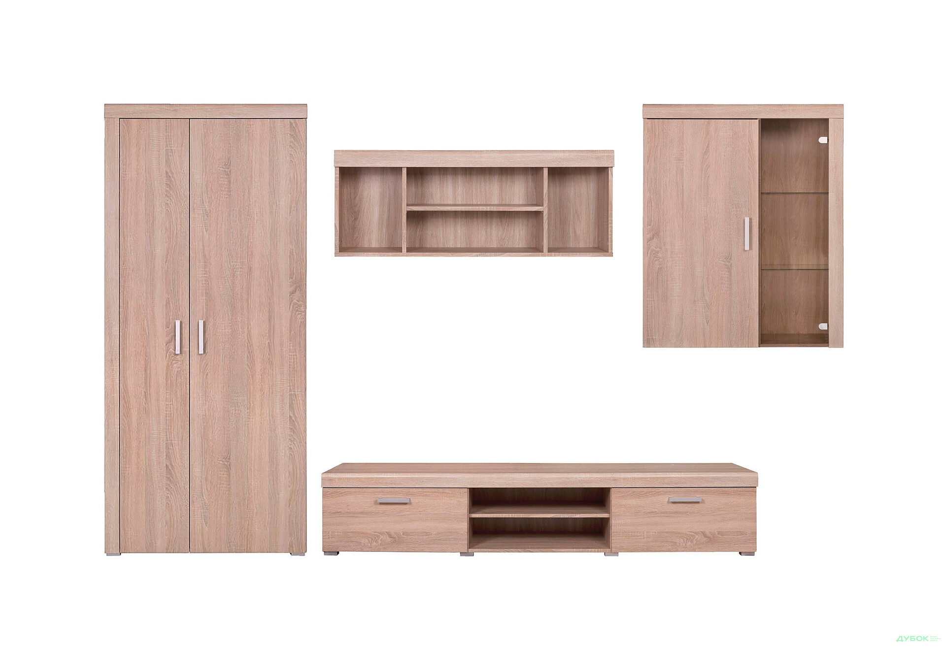 Комплект стінка з шафою VMV holding Даміс 380 см Дуб сонома - Зображення 1 Зображення 1 - Комплект стінка з шафою VMV holding Даміс 380 см Дуб сонома