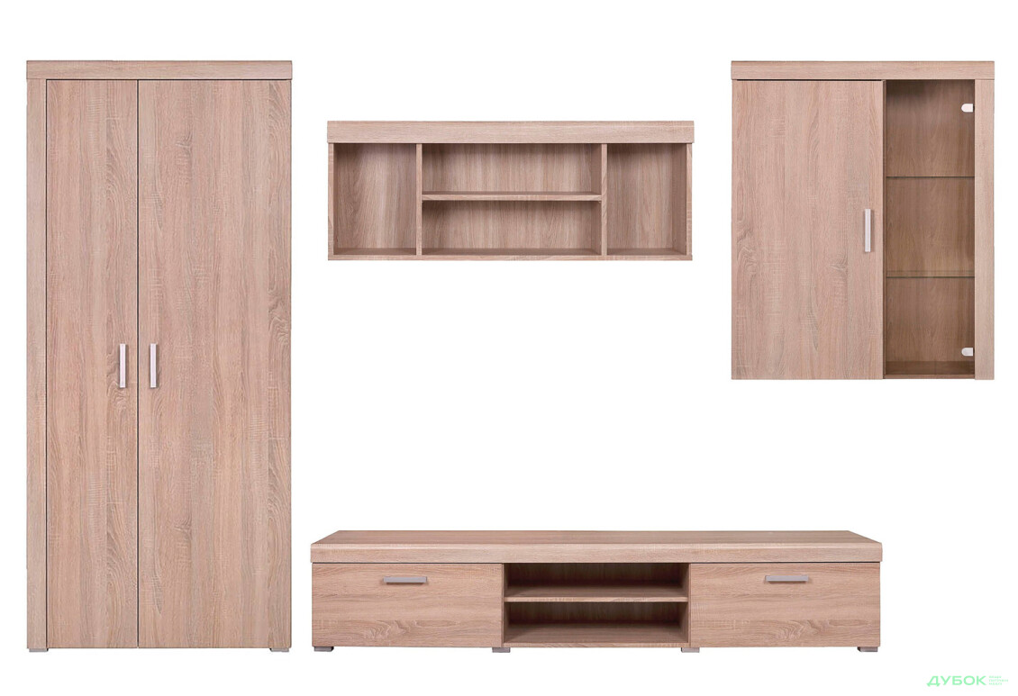 Комплект стінка з шафою VMV holding Даміс 380 см Дуб сонома - Зображення 1 Зображення 1 - Комплект стінка з шафою VMV holding Даміс 380 см Дуб сонома