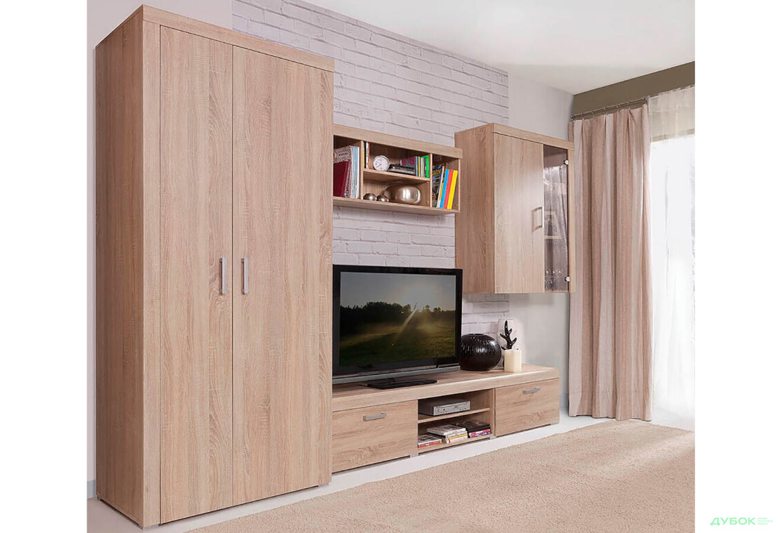 Комплект стінка з шафою VMV holding Даміс 380 см Дуб сонома - Зображення 2 Зображення 2 - Комплект стінка з шафою VMV holding Даміс 380 см Дуб сонома