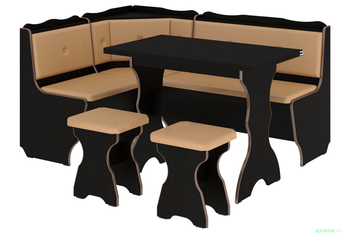 Кухонный уголок Президент (уголок Президент + стол раскладной №1 + табурет №1 / 2 шт Пехотин