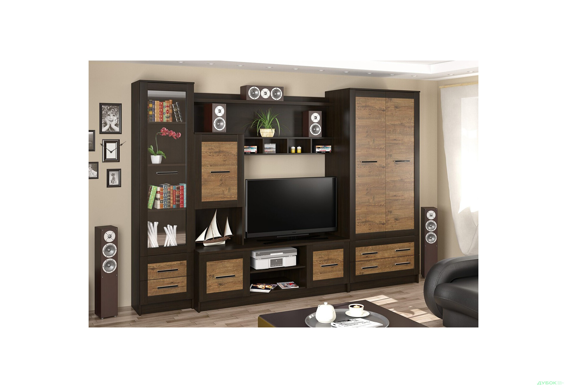 Гостиная Каспий (ТВ 1,05х0,80) Мебель Сервис - Изображение 1 Изображение 1 - Гостиная Каспий (ТВ 1,05х0,80) Мебель Сервис