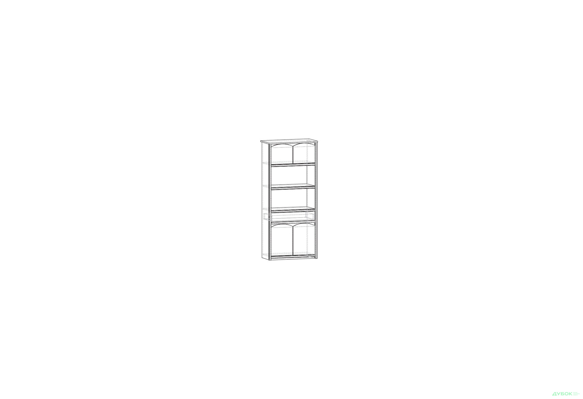 Шкаф книжный 4Д+1Ш Валенсия Мебель Сервис - Изображение 2 Изображение 2 - Шкаф книжный 4Д+1Ш Валенсия Мебель Сервис