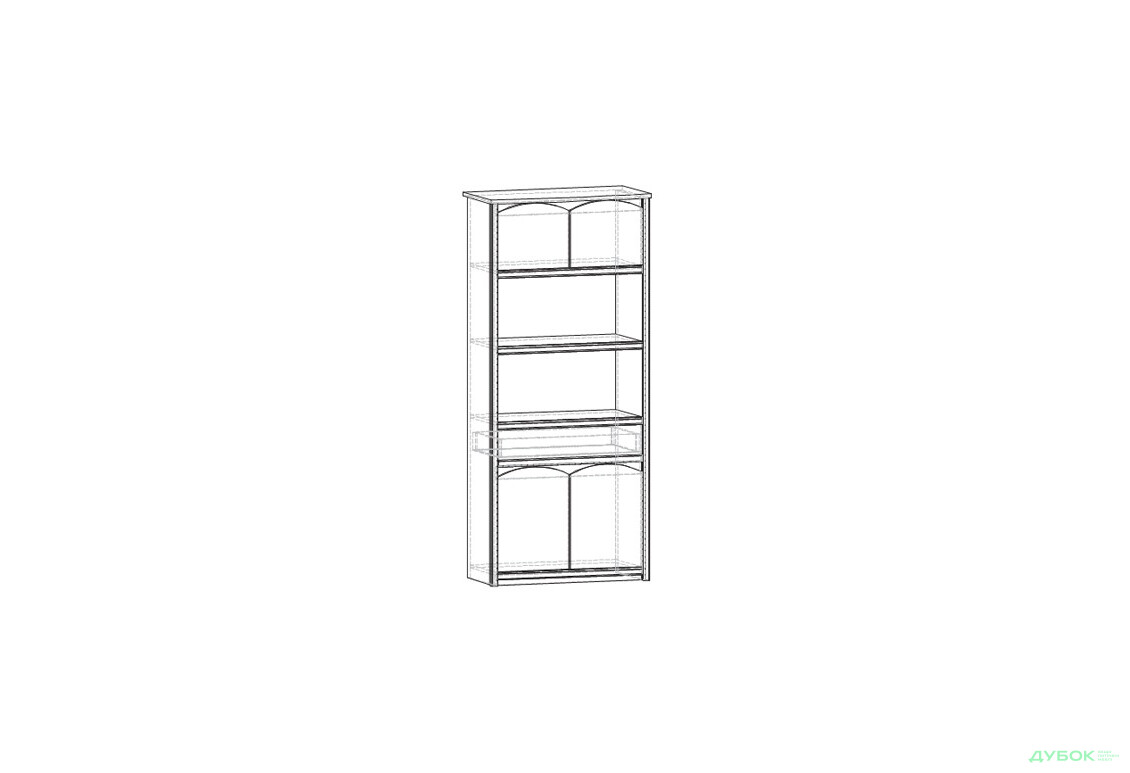 Шкаф книжный 4Д+1Ш Валенсия Мебель Сервис - Изображение 2 Изображение 2 - Шкаф книжный 4Д+1Ш Валенсия Мебель Сервис