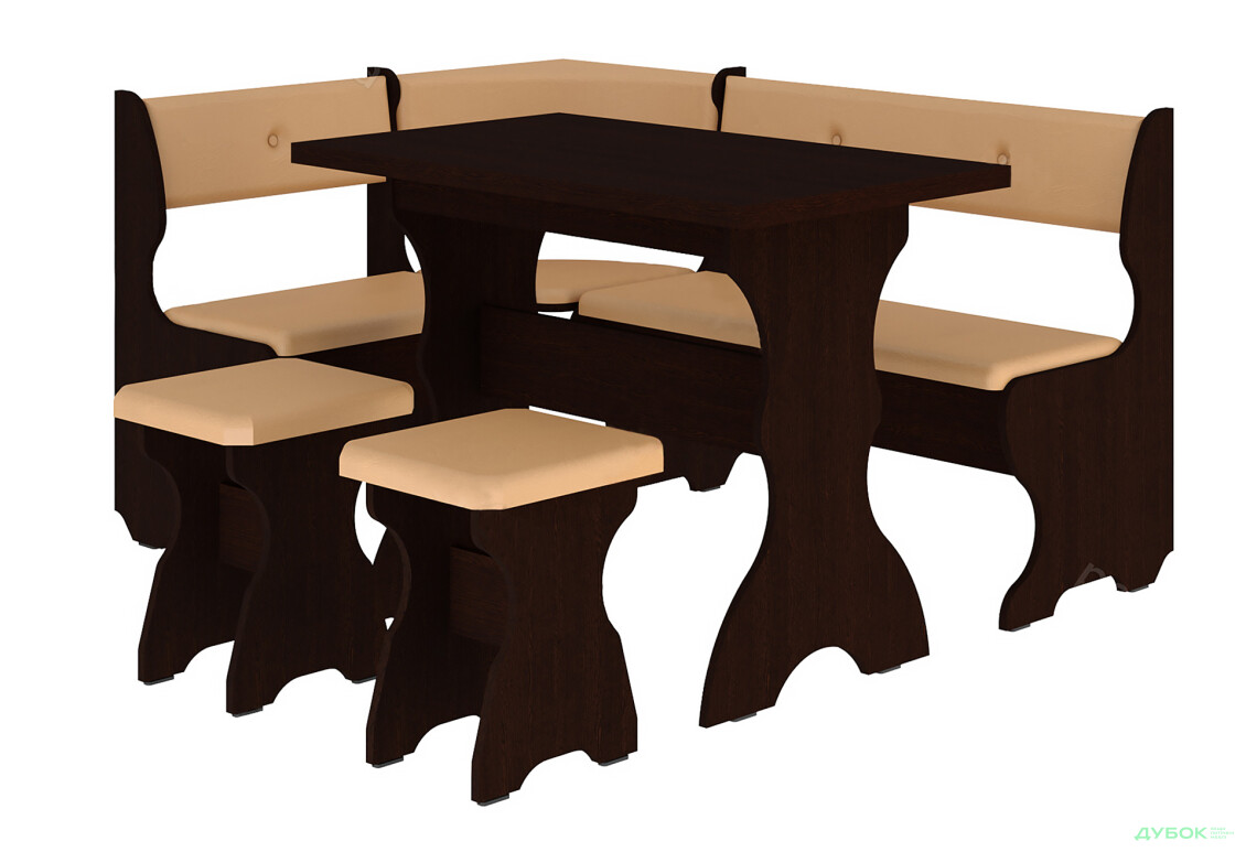 Кухонный уголок Принц (с прост.столом №1 + табуретиы №1/2шт) Пехотин