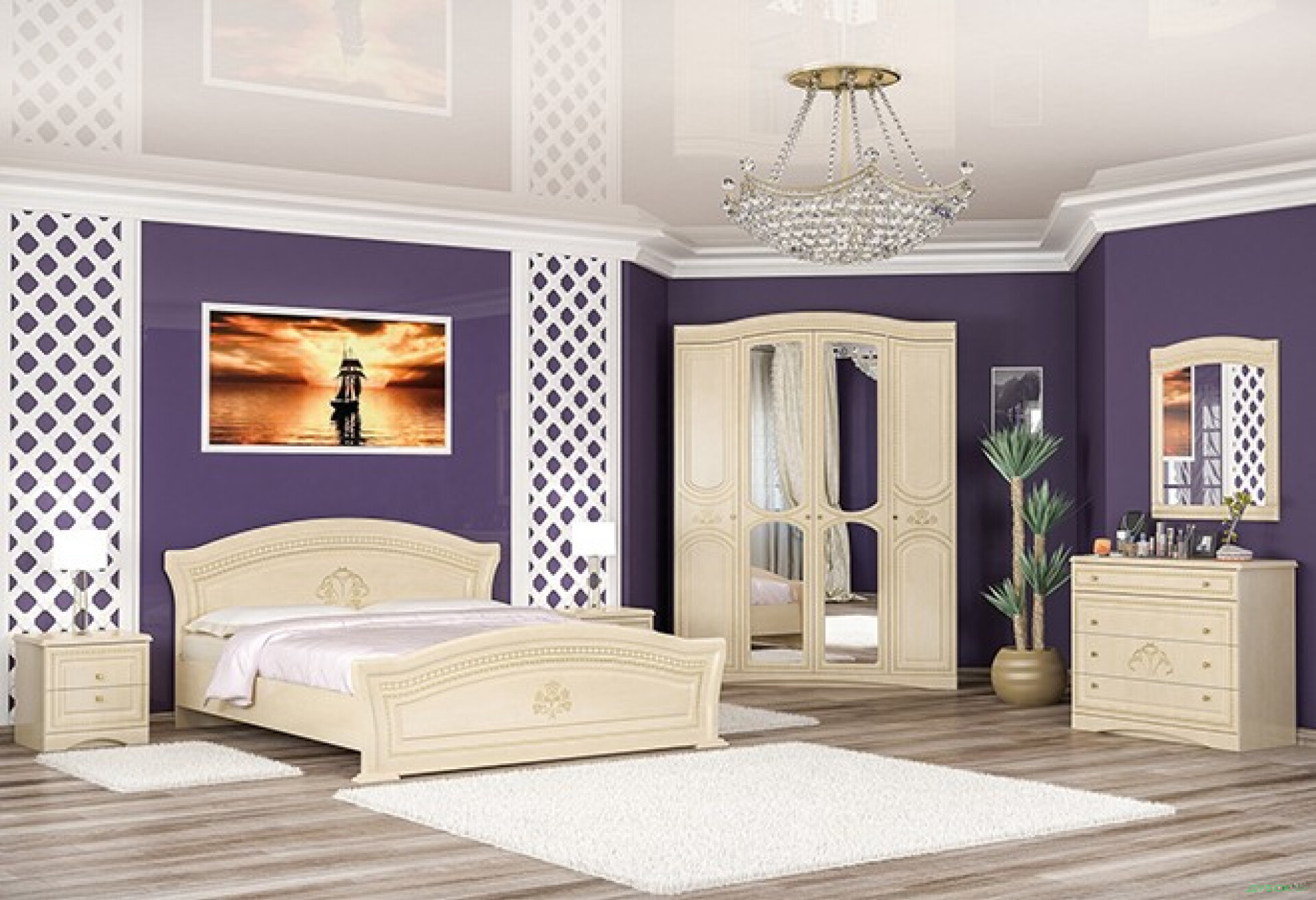 Фото 1 - Спальня Мілано Комплект 4Д Мебель Сервіс