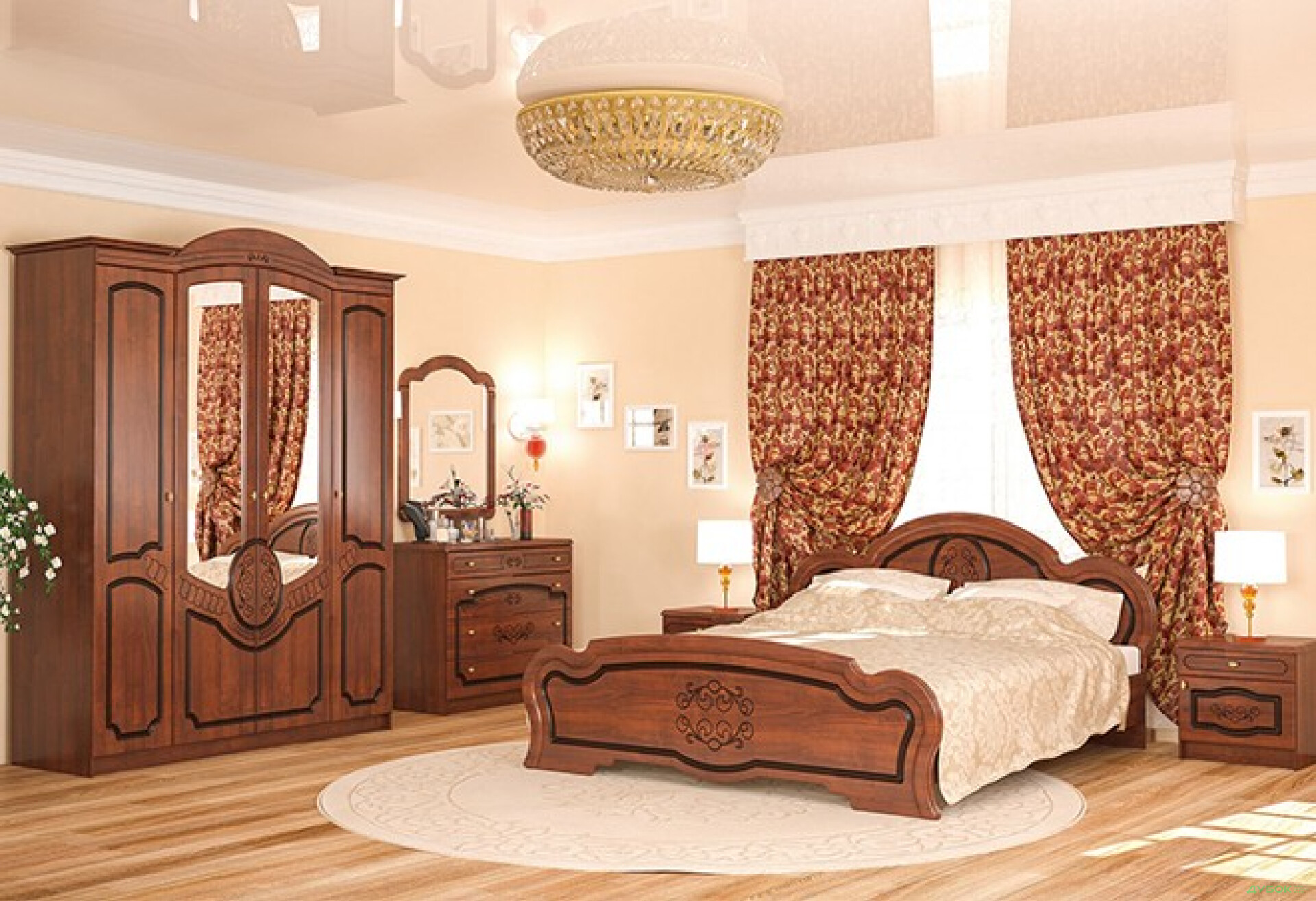 Фото 1 - Спальня Барокко Комплект 4Д Мебель Сервис
